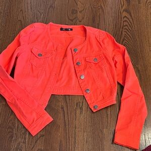Forever 21 Bright Coral Jean Jacket